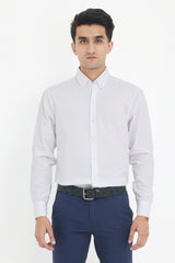 ESSENTIAL FORMAL BUTTON-DOWN-WHITE-DOTTED