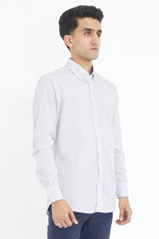 CLASSIC BUTTON-DOWN OXFORD SHIRT-WHITE-GREY