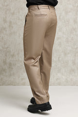 TAILORED PLEATED FORMAL TROUSERS-KHAKI