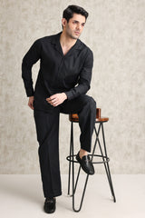 RELAXED RESORT SHIRT SET-BLACK