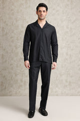 RELAXED RESORT SHIRT SET-BLACK