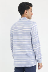 STRIPED CASUAL SHIRT-BLUE-WHT