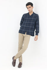 PLAID RELAXED FIT SHIRT-NAVY-CHK