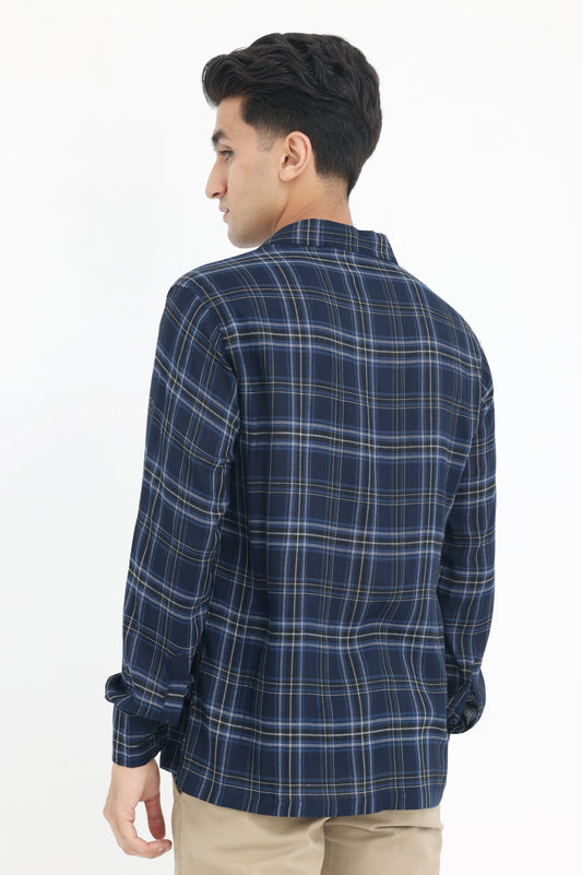 PLAID RELAXED FIT SHIRT-NAVY-CHK