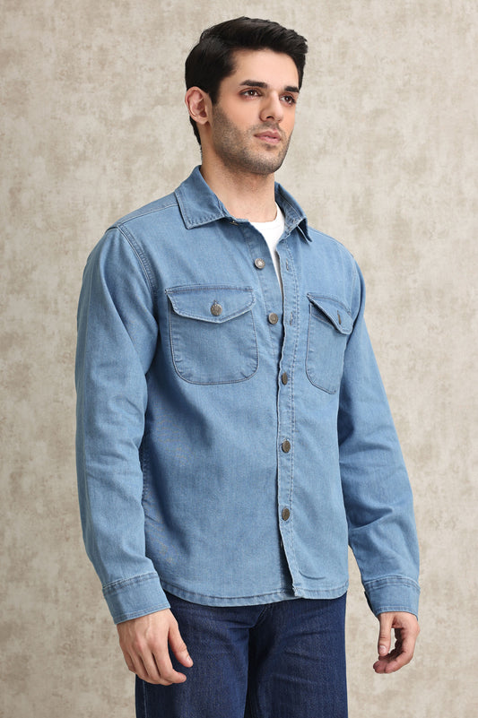 CLASSIC DENIM SHIRT-MID-BLUE