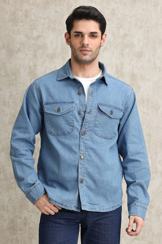 CLASSIC DENIM SHIRT-MID-BLUE