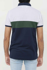 POLO T-SHIRT-WHT/GRN/NAV