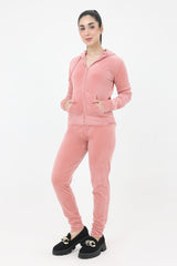 VELVET LUXE HOODED SET-PINK