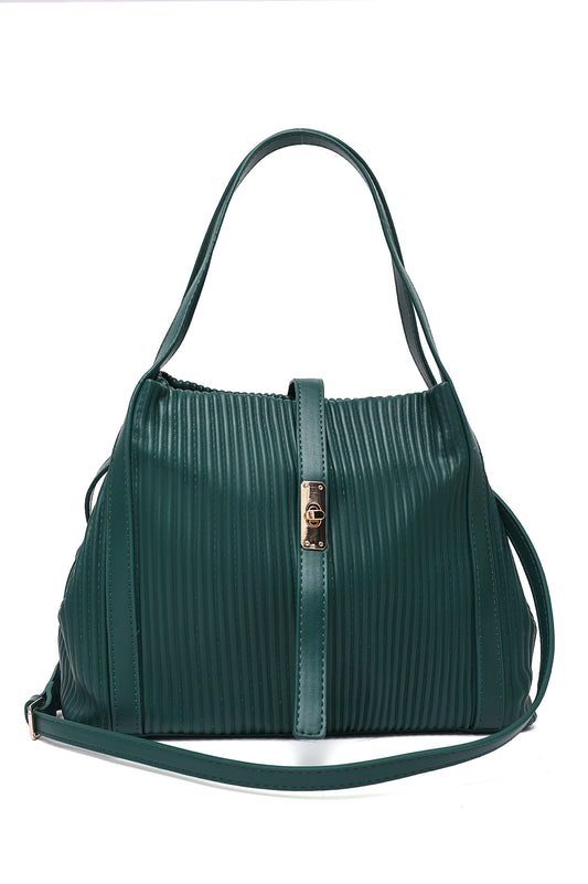 Luxe Ribbed Handbag-Green