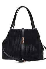 Luxe Ribbed Handbag-Black