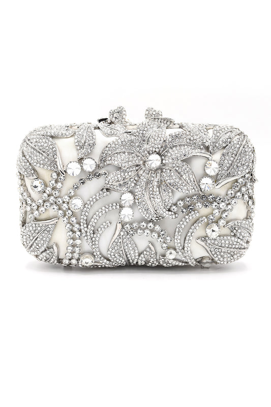 LILY BLOOM CLUTCH-SILVER