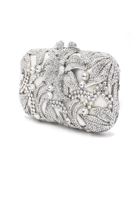 LILY BLOOM CLUTCH-SILVER