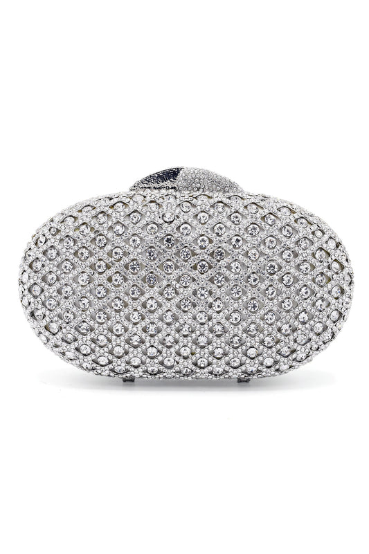 CRYSTAL MESH CLUTCH-SILVER