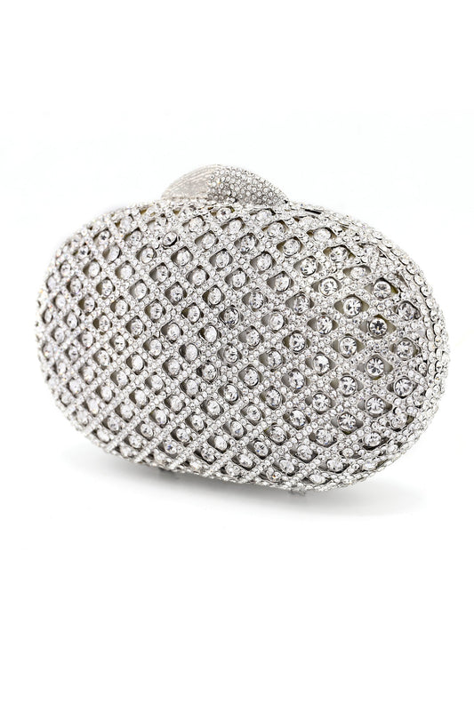 CRYSTAL MESH CLUTCH-SILVER