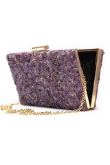 PEBBELED GLAM BOX CLUTCH-PURPLE