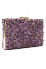 PEBBELED GLAM BOX CLUTCH-PURPLE