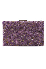 PEBBELED GLAM BOX CLUTCH-PURPLE