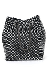 CRYSTAL LUXE DRAWSTRING BAG-BLACK