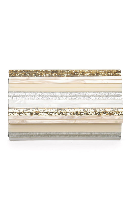 MARBLE STRIPED CLUTCH-GOLD