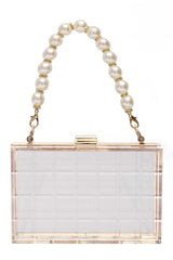 TRANSPARENT MOSAIC ACRYLIC CLUTCH-CLEAR