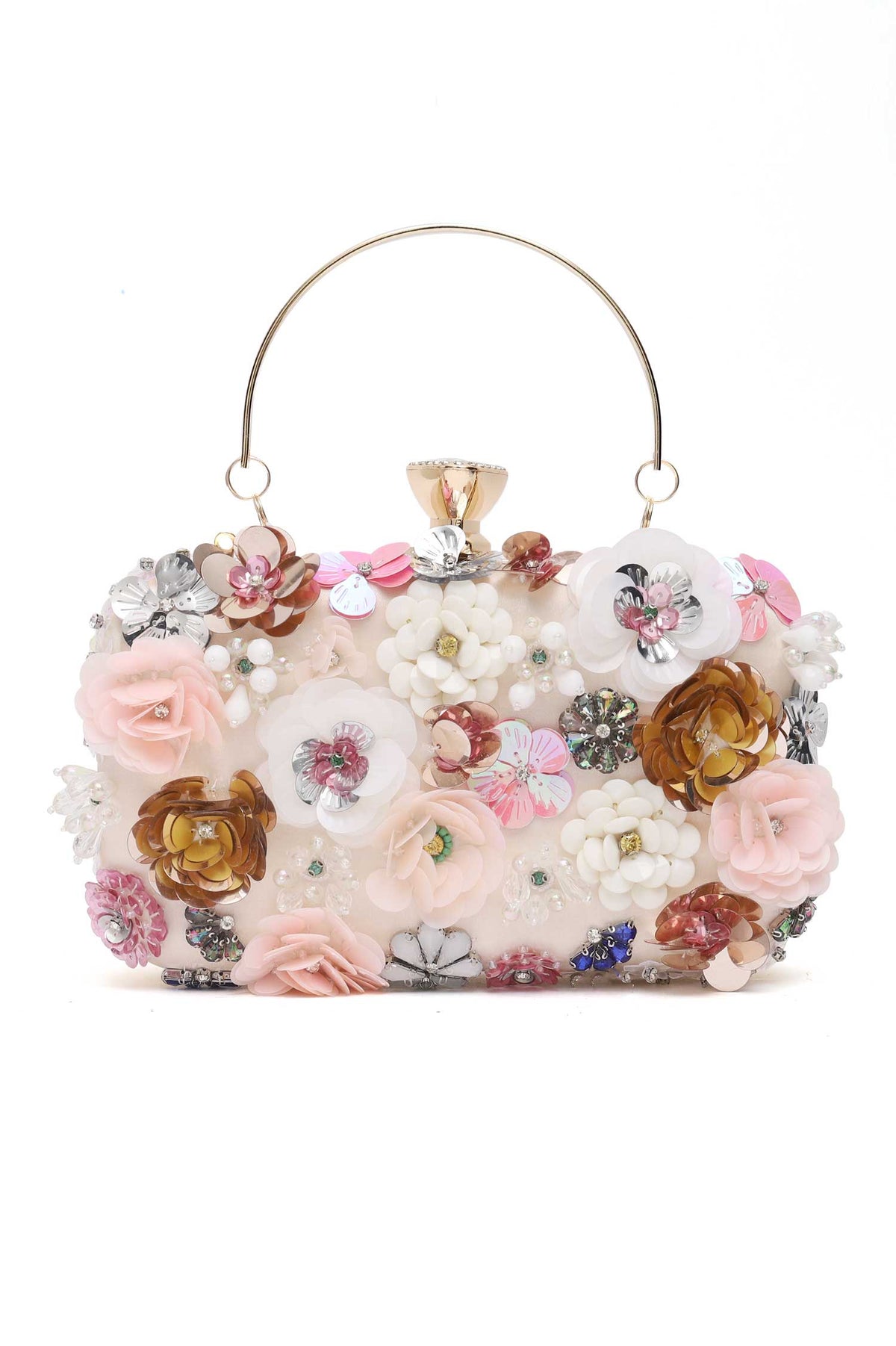 FLORAL CLUTCH-GOLD