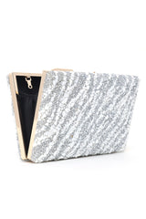 MOSIAC STATEMENT CLUTCH-SILVER