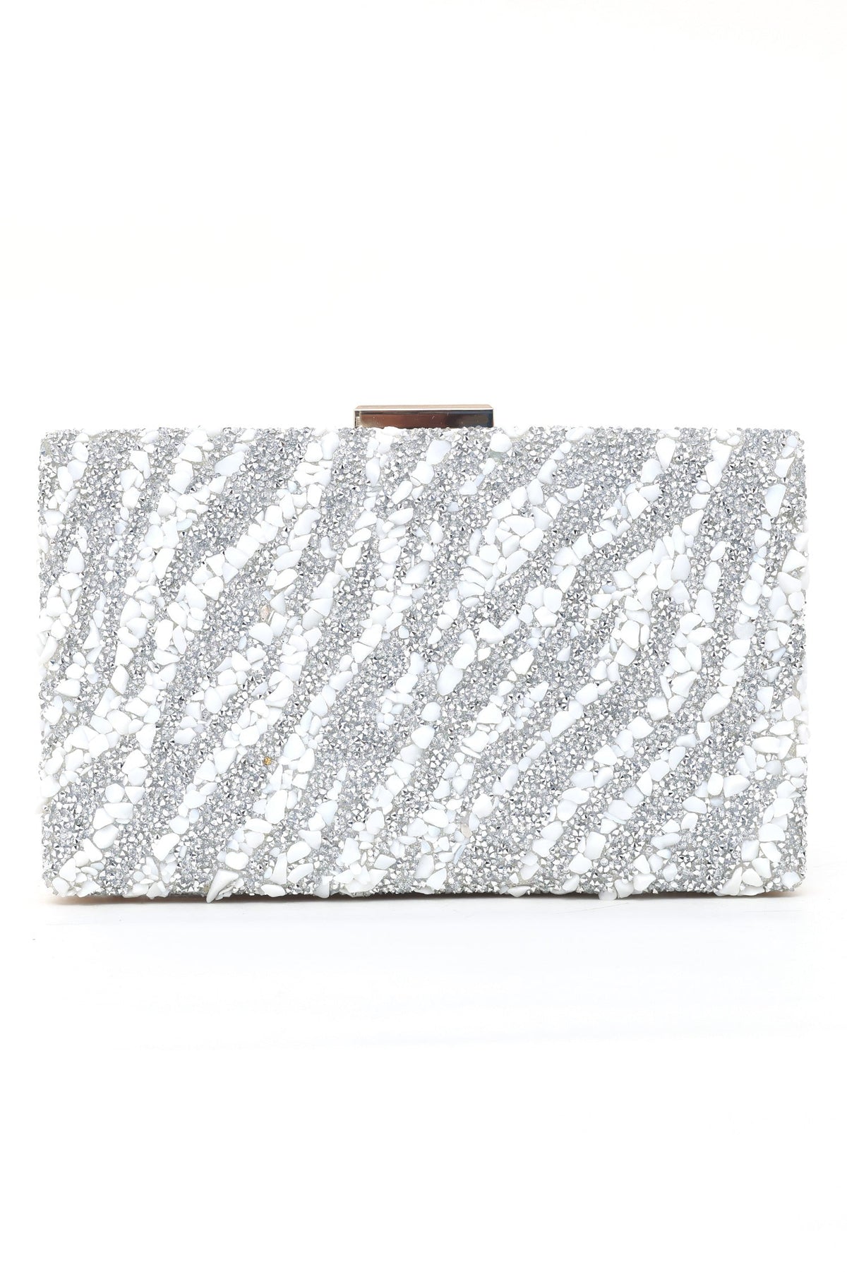 MOSIAC STATEMENT CLUTCH-SILVER