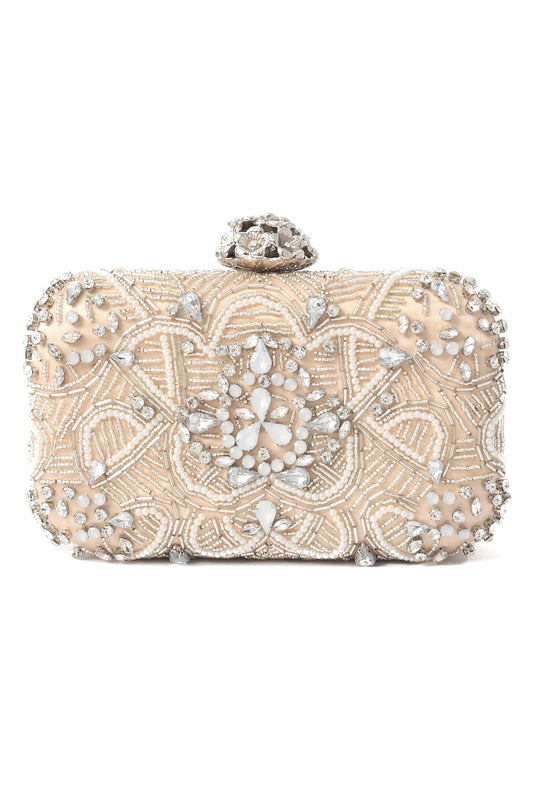 OPULENCE BEADED CRYSTAL CLUTCH-GOLD