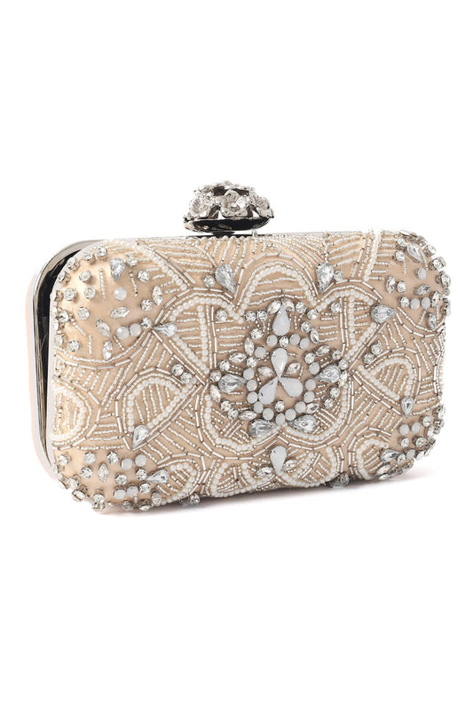 OPULENCE BEADED CRYSTAL CLUTCH-GOLD