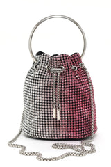 GLAM MESH RING HANDLE BAG-ROSE-SILVER