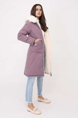 LONG PUFFER JACKET-WHITE-PURPLE