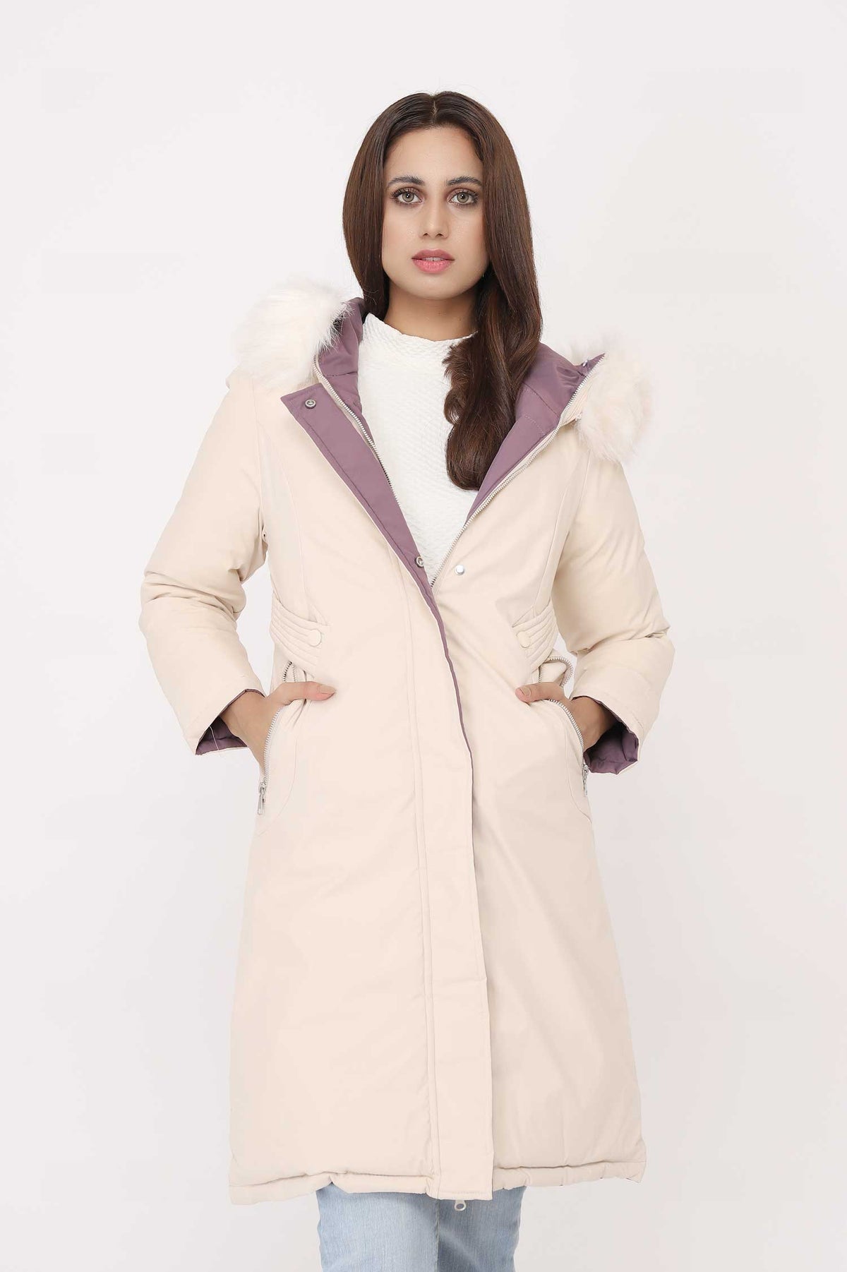 LONG PUFFER JACKET-WHITE-PURPLE