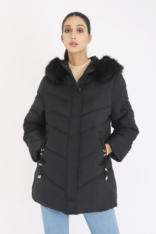 POCKET PUFFER JACKET-BLACK