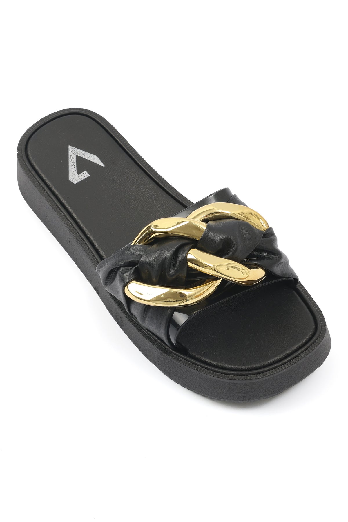 GLAM CHAIN SLIDES-BLACK