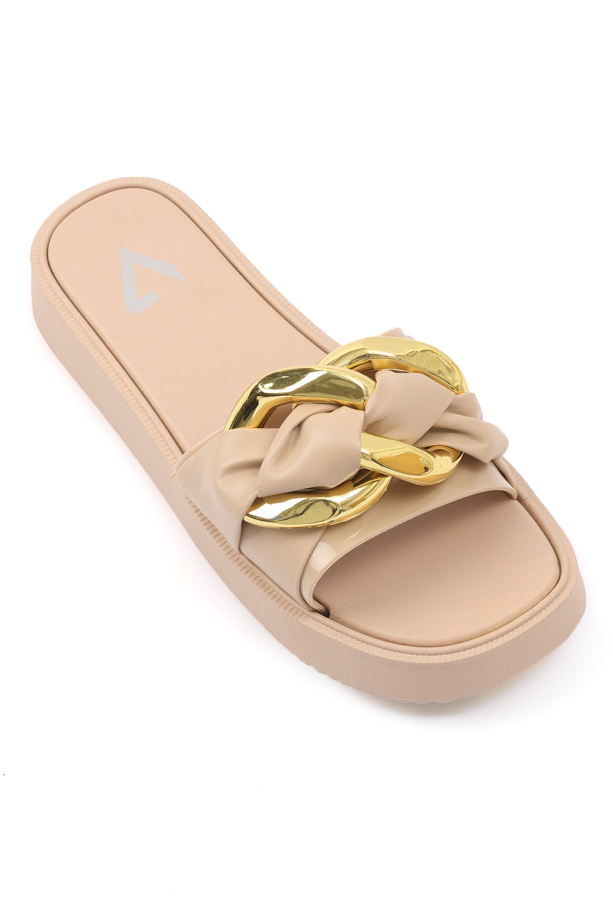 GLAM CHAIN SLIDES-BEIGE