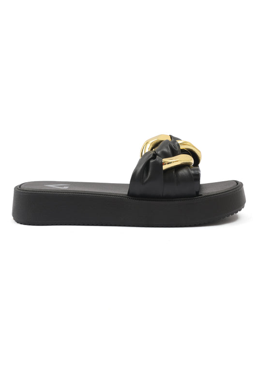 GLAM CHAIN SLIDES-BLACK