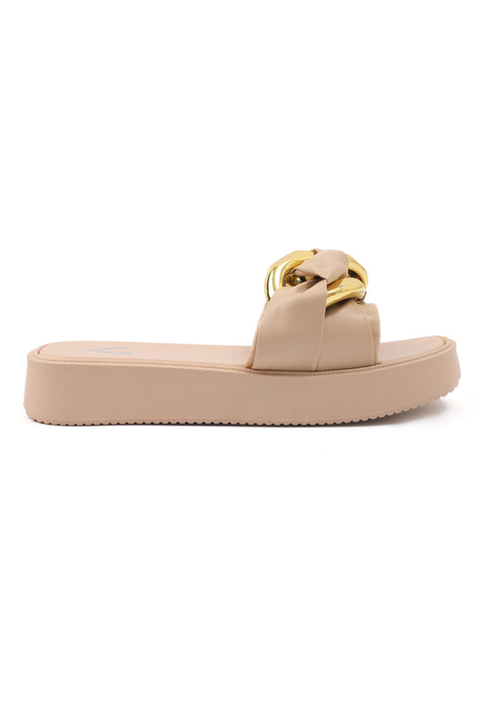 GLAM CHAIN SLIDES-BEIGE