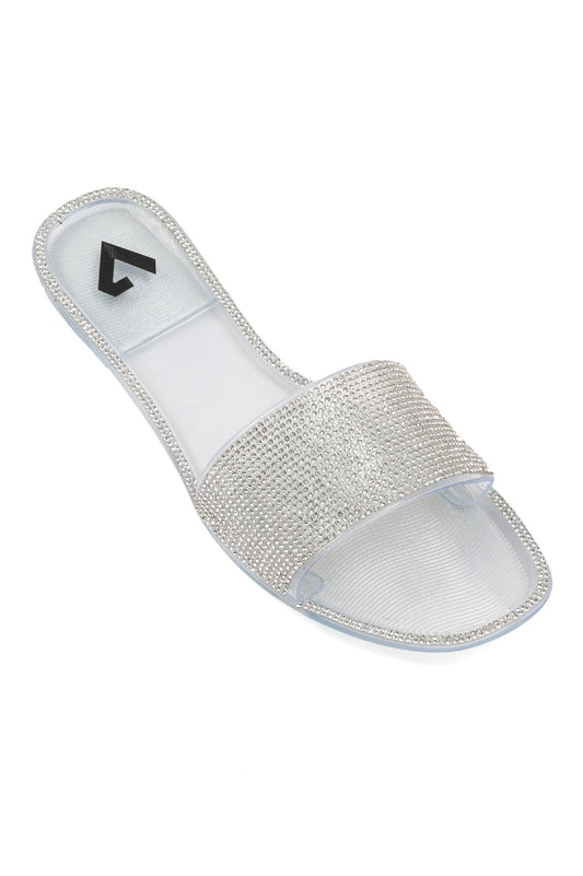 SPARKLY JELLY SLIDES-CLEAR