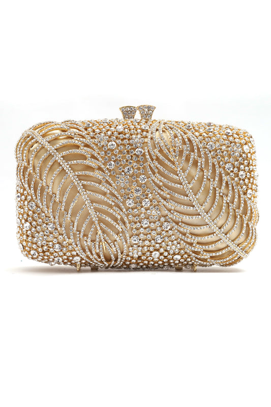 PEARL CRYSTAL CLUTCH-SILVER-GOLD