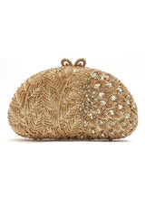 D SHAPE CRYSTAL CLUTCH-GOLD